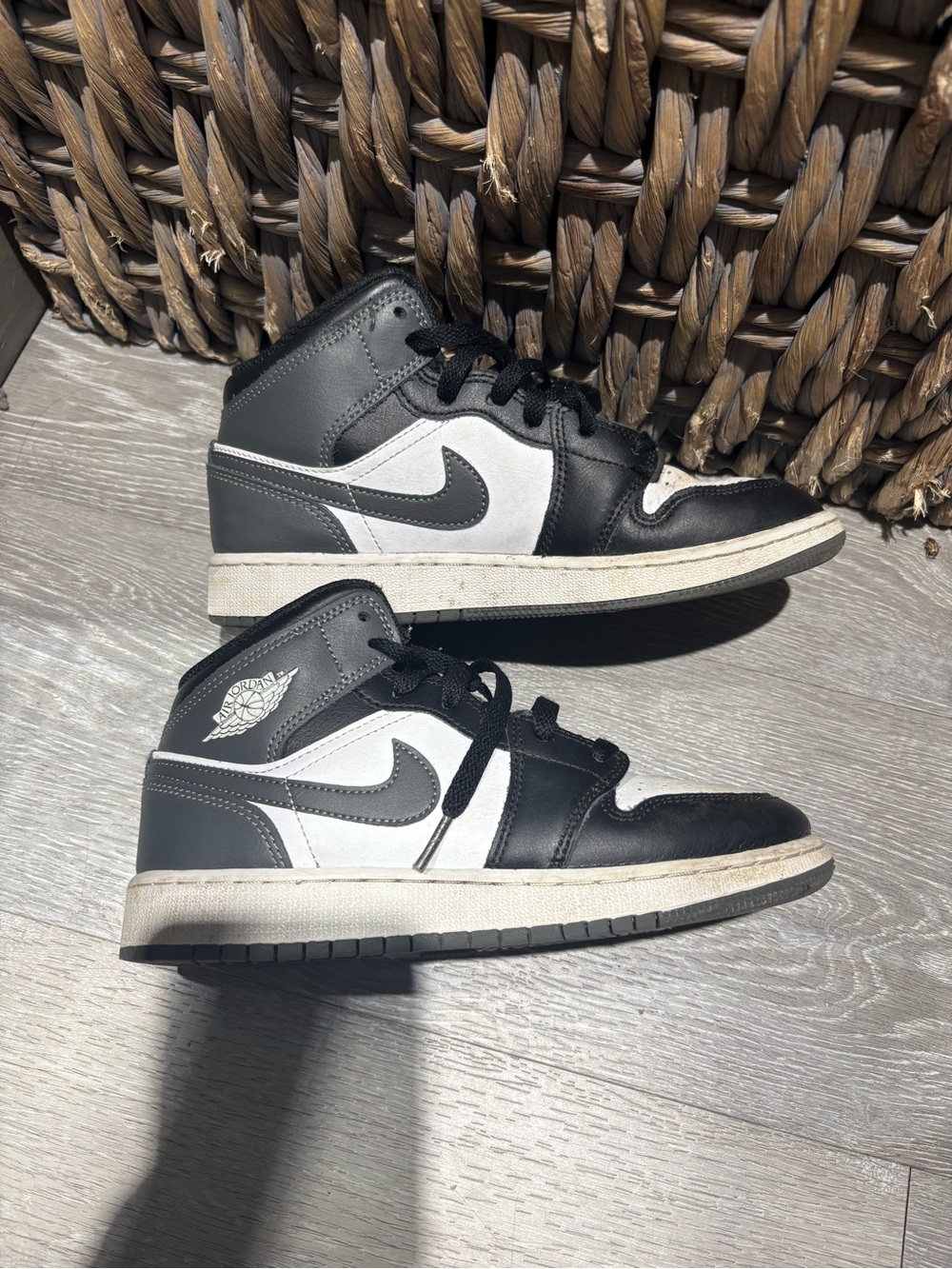 Jordan Kids' High-Top Sneakers in Black, White, and Gray
